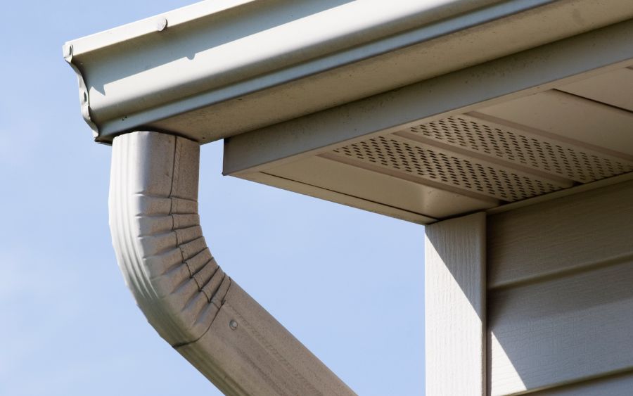 Corner view of gutter installation project by Rochester Roofing contractor in Minnesota